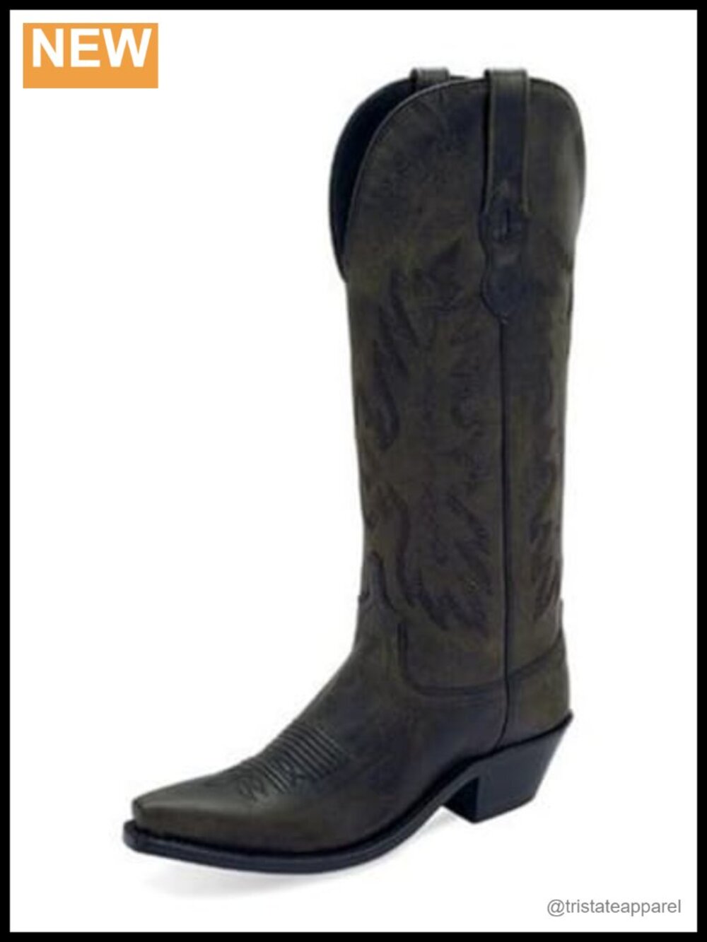 Women's Leather Pull-On Snip Toe Cowboy Boots Knee High Bootie
